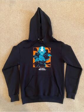 Avatar The Last Airbender Aang Graphic Hoodie Men's Black Size S/M